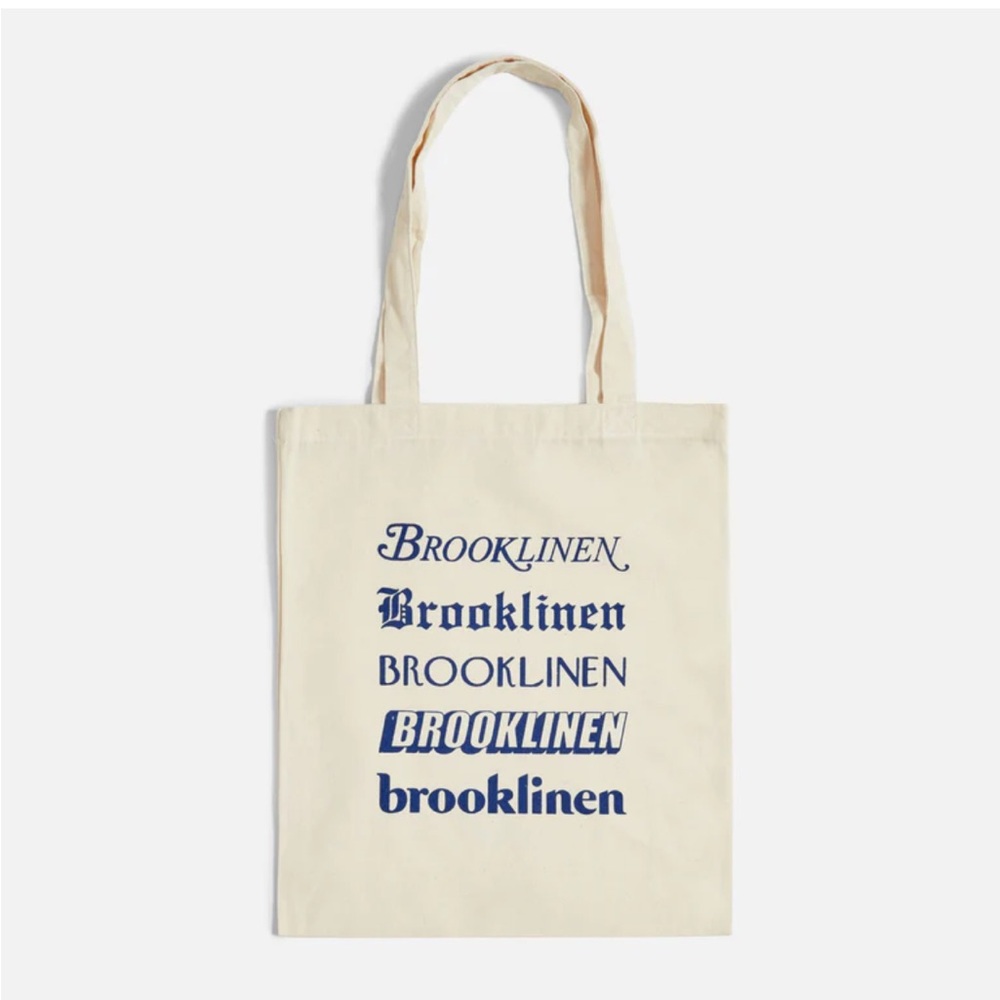 Brooklinen Beige Canvas Tote with Black Text